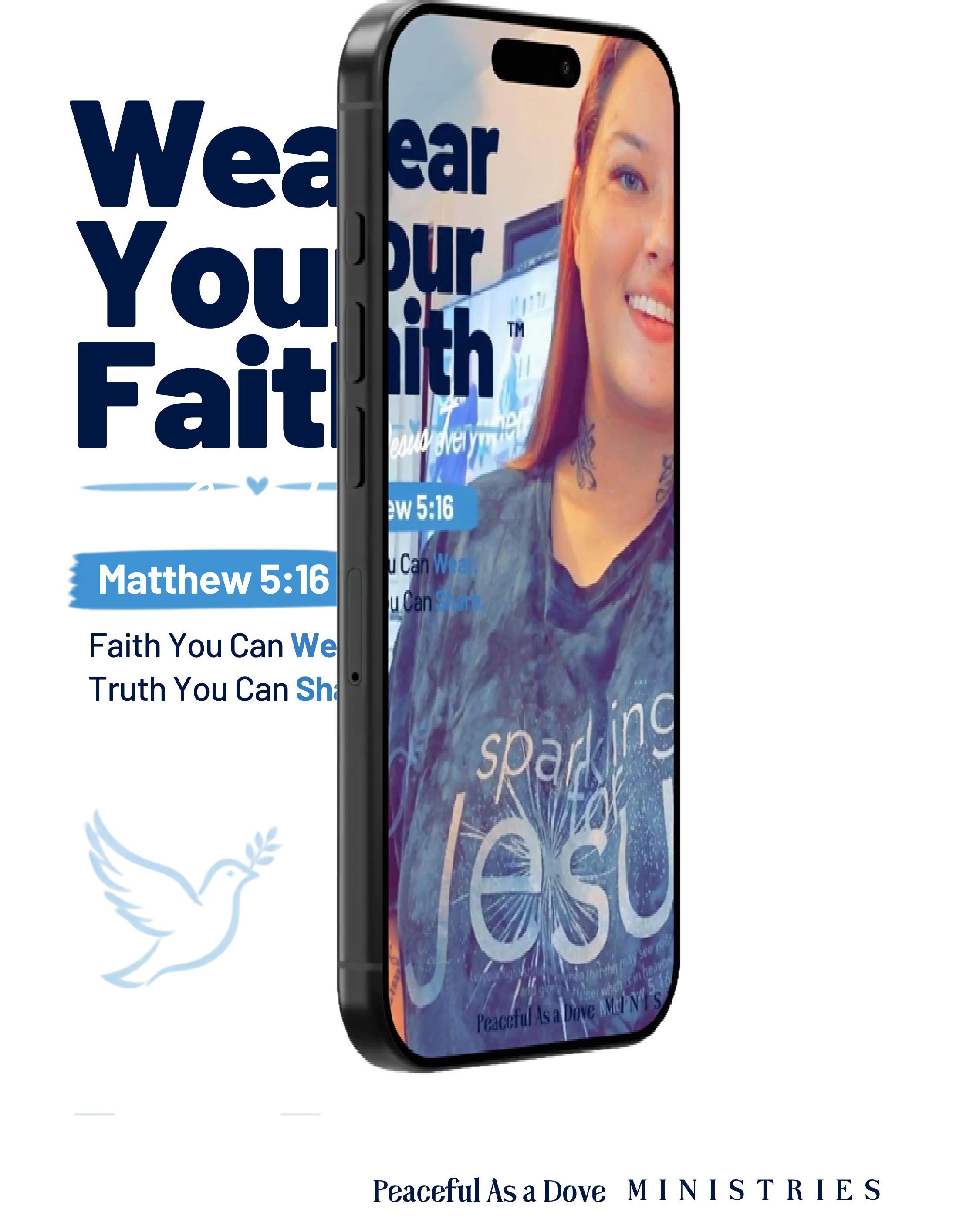 Wear Your Faith campaign featuring the Sparkling for Jesus tie-dye shirt and mobile phone mockup